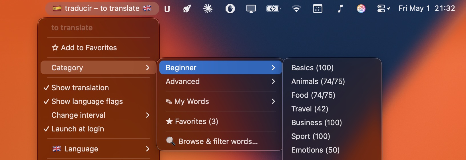 Categories — Beginner and Advanced