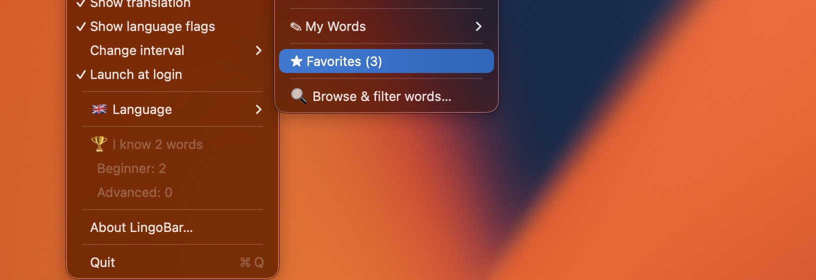 Favorites and known words tracking