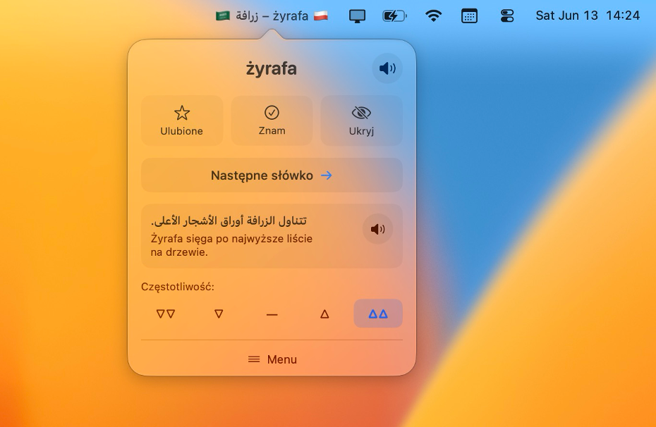 Word popup in another language pair, including right-to-left